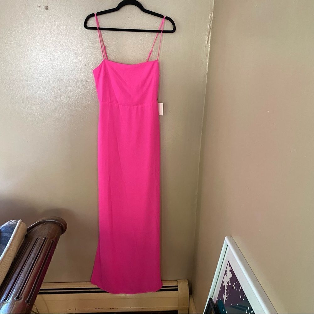 Superdown Addison maxi dress pink fuschia slip dress side slit Revolve Sz S - Picture 7 of 11